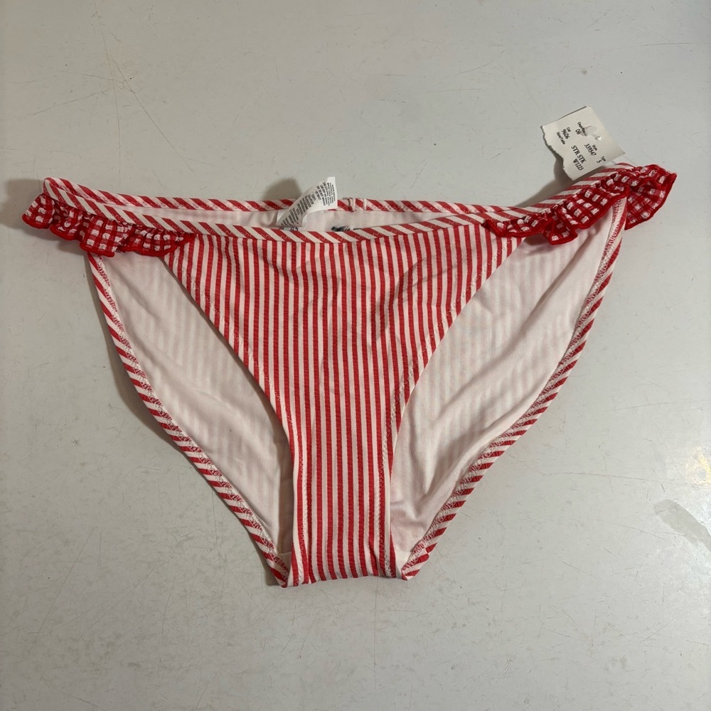 BNWT Aerie women’s red & white striped bikini swim bottoms‎ in size small